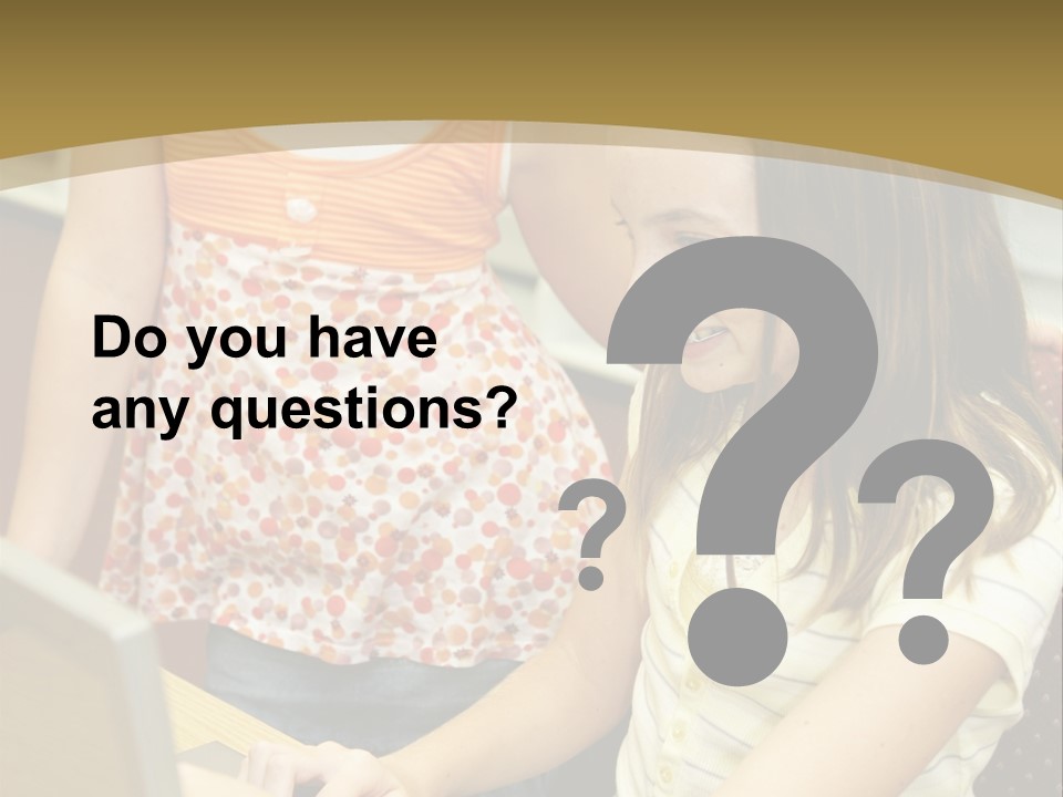 Two Cute School Girls Doing Research On-Line In The School Library. Focus On The Girl Sitting Down. PowerPoint Template