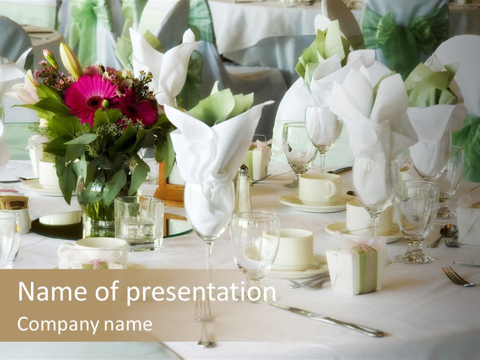 Set Tables With Party Favors PowerPoint Template