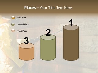 A Three-Dimensional Metal Arrow Sign. PowerPoint Template