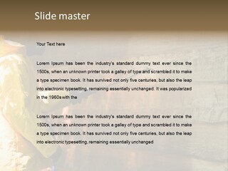 A Three-Dimensional Metal Arrow Sign. PowerPoint Template