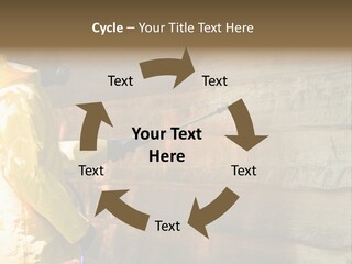 A Three-Dimensional Metal Arrow Sign. PowerPoint Template