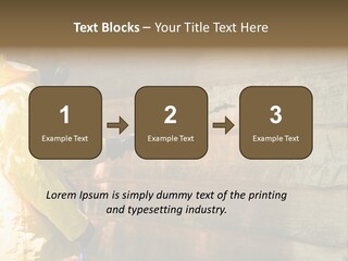 A Three-Dimensional Metal Arrow Sign. PowerPoint Template