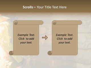 A Three-Dimensional Metal Arrow Sign. PowerPoint Template