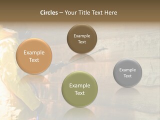 A Three-Dimensional Metal Arrow Sign. PowerPoint Template