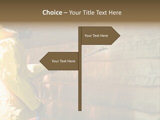 A Three-Dimensional Metal Arrow Sign. PowerPoint Template