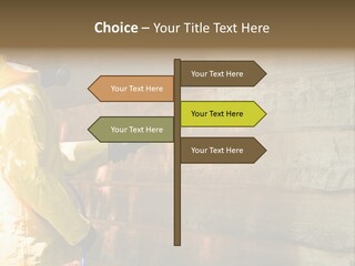 A Three-Dimensional Metal Arrow Sign. PowerPoint Template