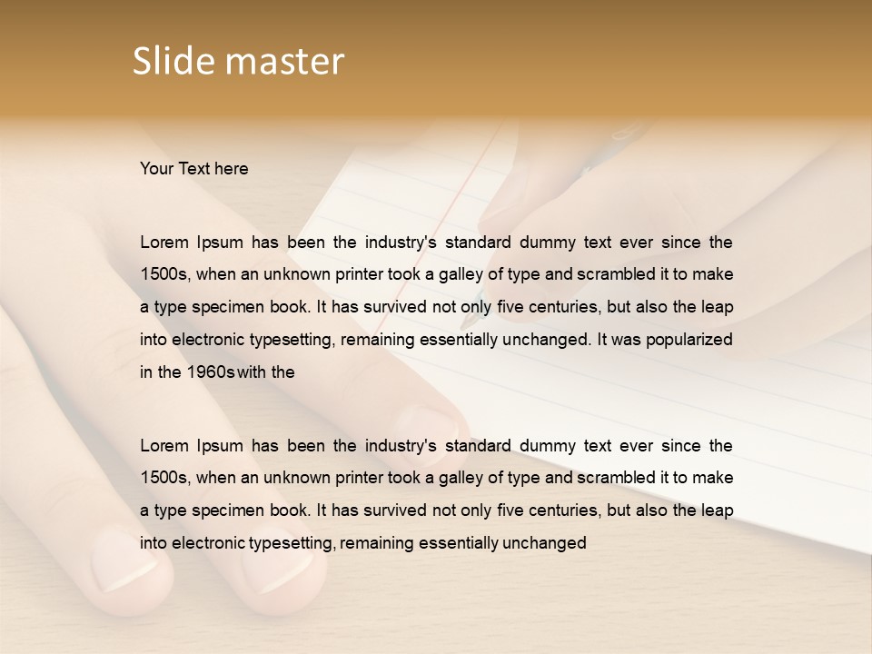 Child Hands With Pen Ready To Write PowerPoint Template