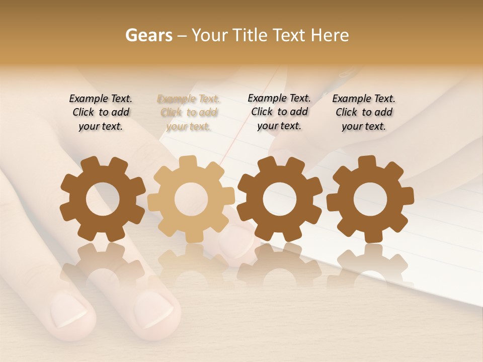 Child Hands With Pen Ready To Write PowerPoint Template