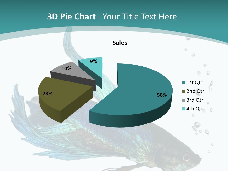 Shot Of A Blue Siamese Fighting Fish Under Water In Front Of A White Background PowerPoint Template