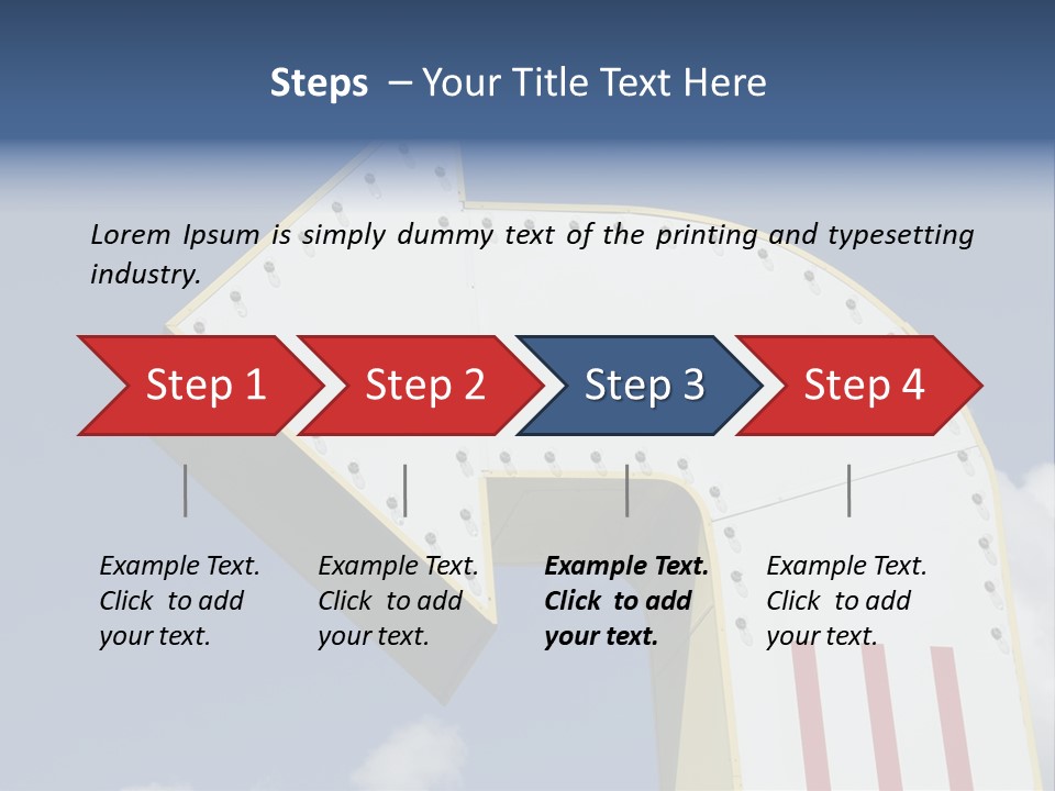A Three-Dimensional Metal Arrow Sign. PowerPoint Template