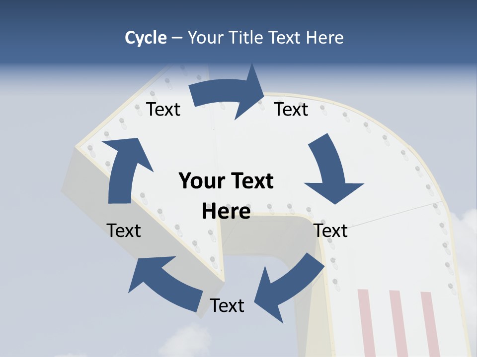 A Three-Dimensional Metal Arrow Sign. PowerPoint Template