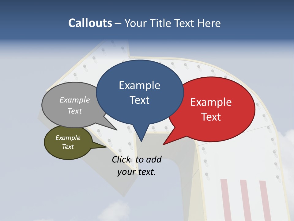 A Three-Dimensional Metal Arrow Sign. PowerPoint Template