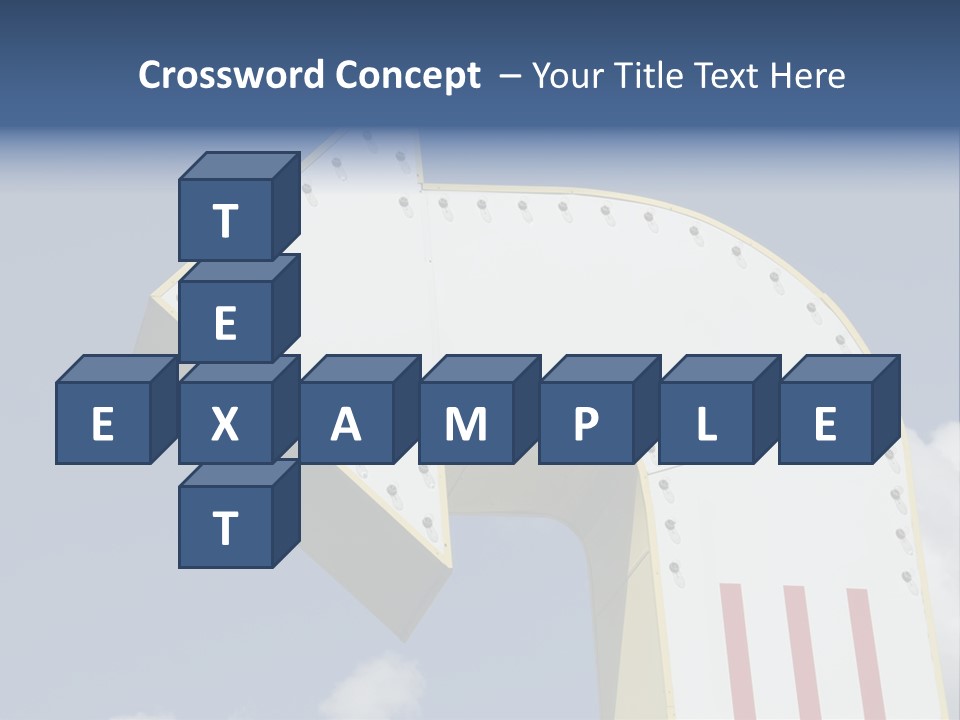 A Three-Dimensional Metal Arrow Sign. PowerPoint Template