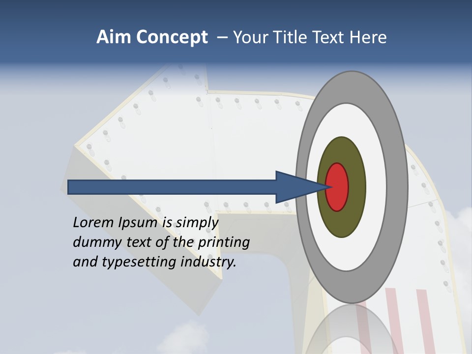 A Three-Dimensional Metal Arrow Sign. PowerPoint Template