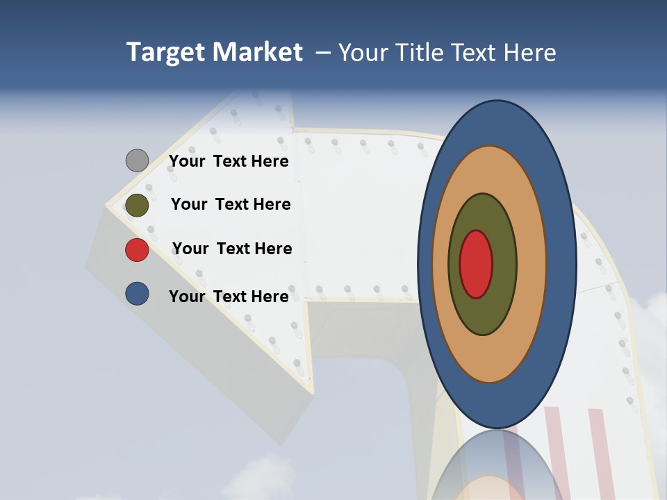 A Three-Dimensional Metal Arrow Sign. PowerPoint Template