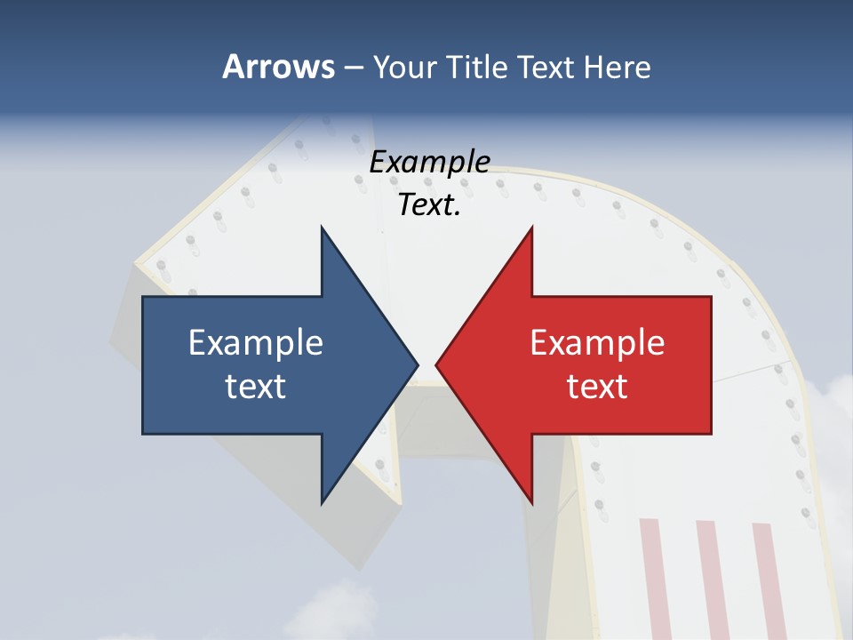 A Three-Dimensional Metal Arrow Sign. PowerPoint Template