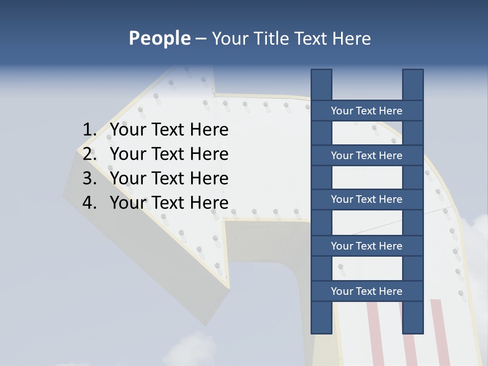 A Three-Dimensional Metal Arrow Sign. PowerPoint Template