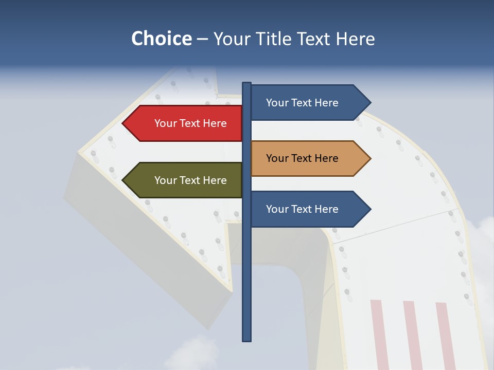 A Three-Dimensional Metal Arrow Sign. PowerPoint Template