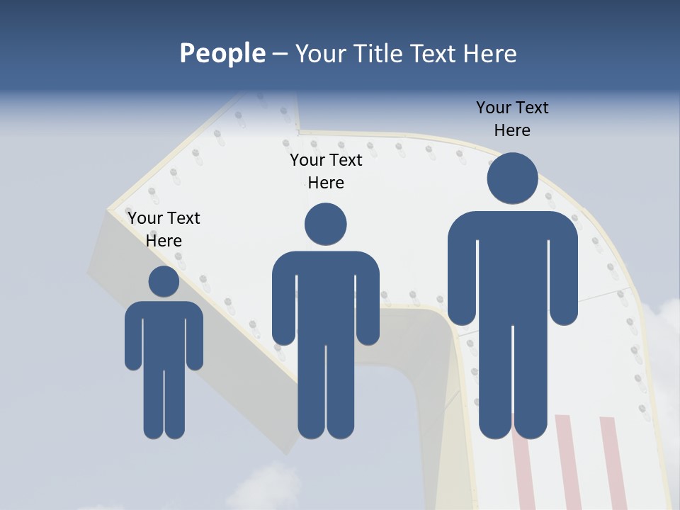 A Three-Dimensional Metal Arrow Sign. PowerPoint Template