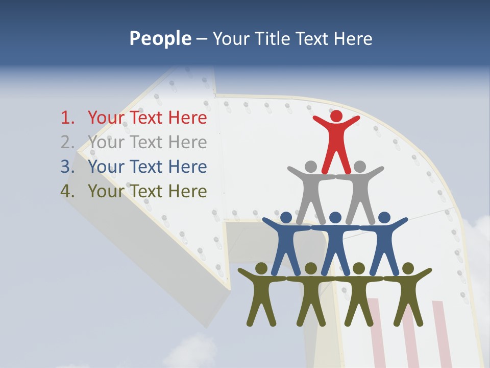 A Three-Dimensional Metal Arrow Sign. PowerPoint Template