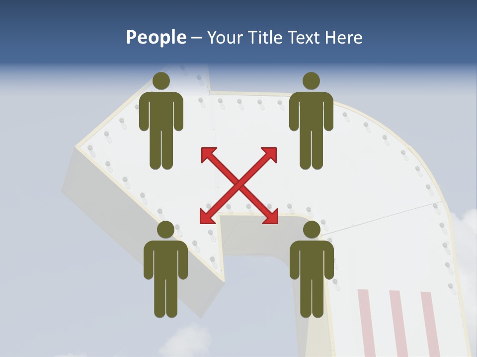 A Three-Dimensional Metal Arrow Sign. PowerPoint Template