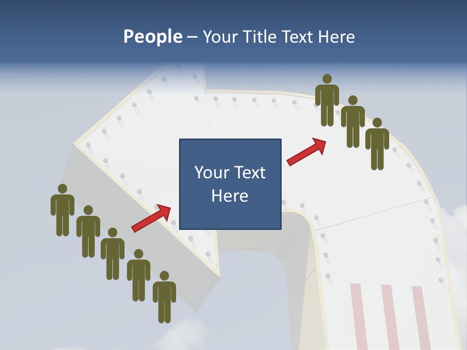 A Three-Dimensional Metal Arrow Sign. PowerPoint Template