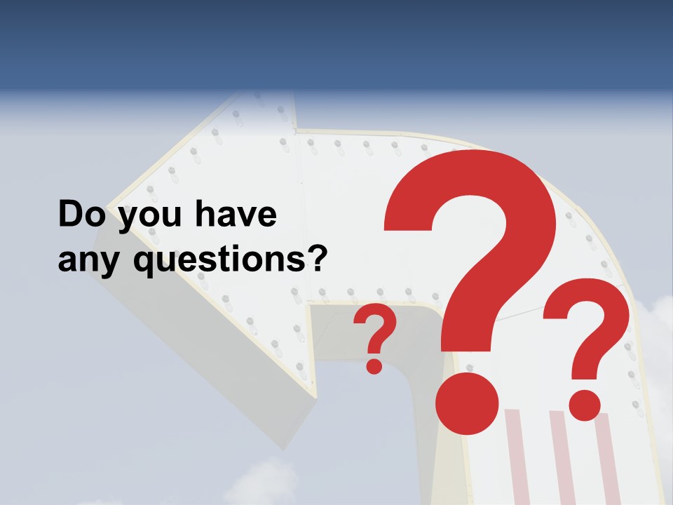 A Three-Dimensional Metal Arrow Sign. PowerPoint Template