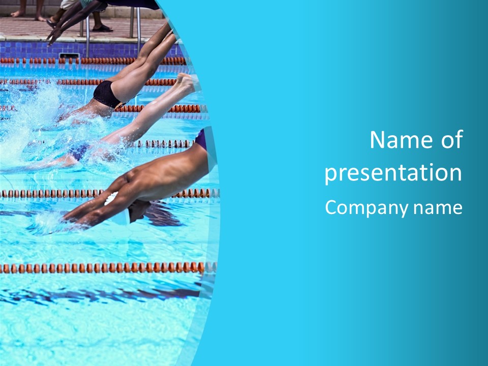 Swimmers Jumping In The Pool PowerPoint Template