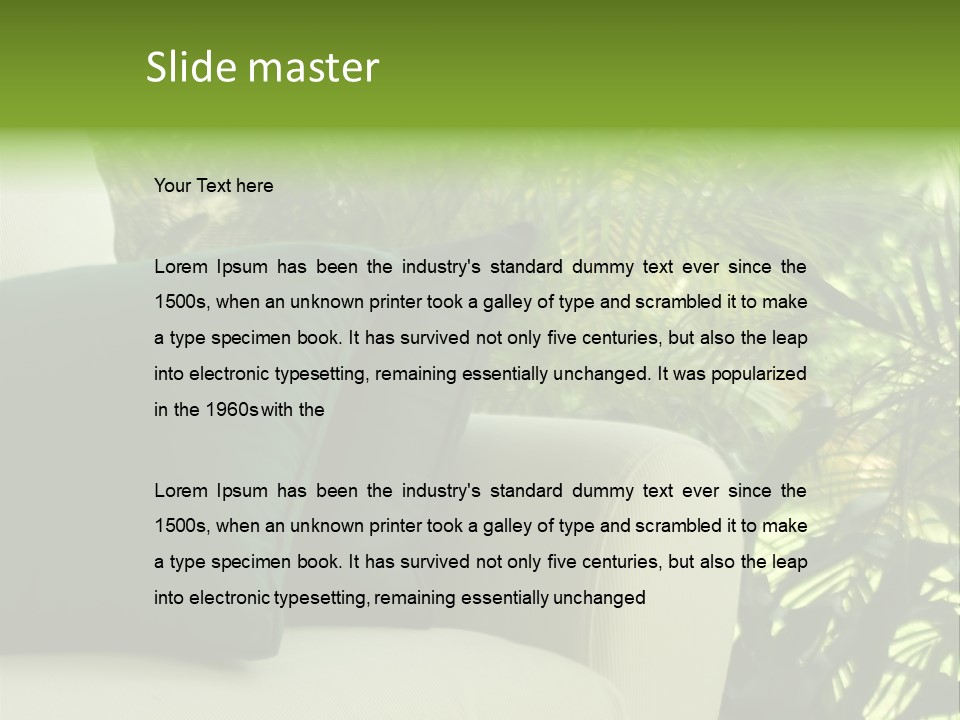 Garden Settee. Shot In Soft Focus For Dreamy Effect. PowerPoint Template