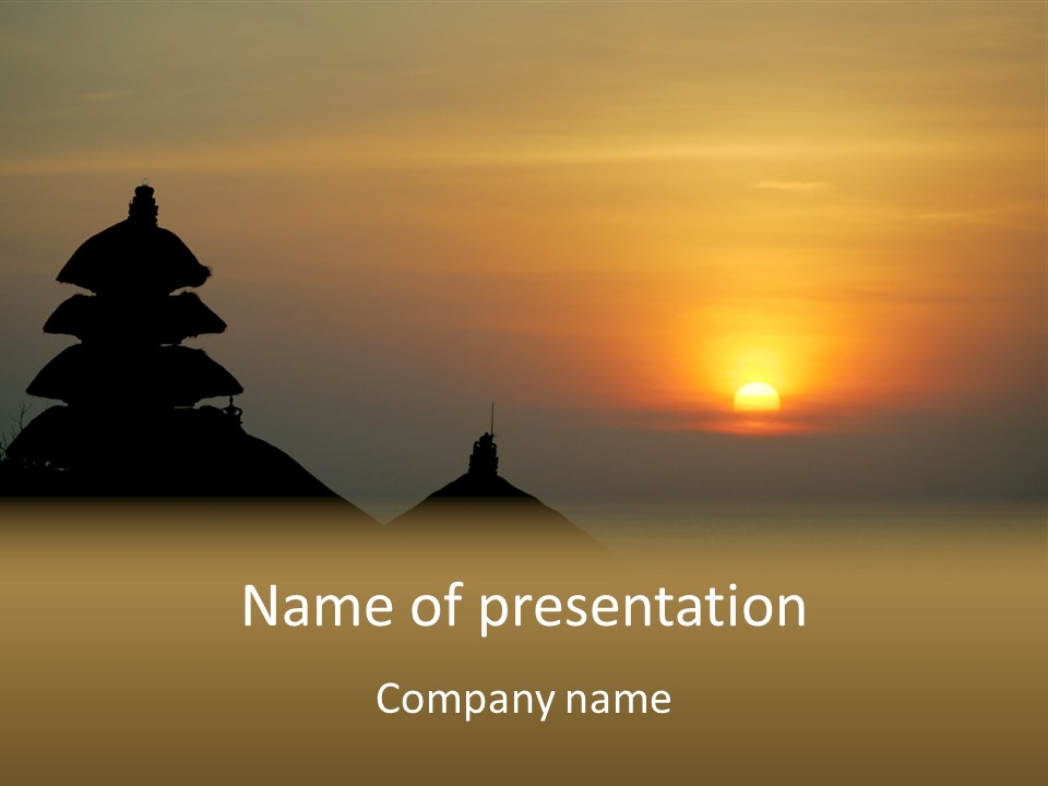 Sunset At Tanah Lot Temple, Bali, Indonesia PowerPoint Template