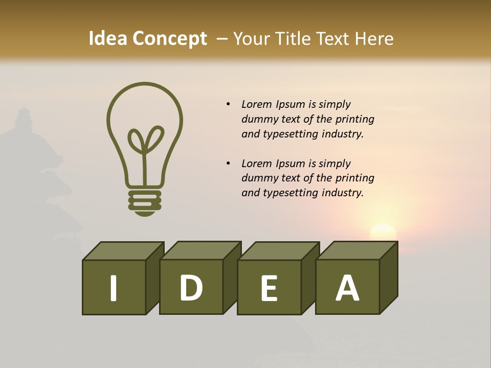 Sunset At Tanah Lot Temple, Bali, Indonesia PowerPoint Template