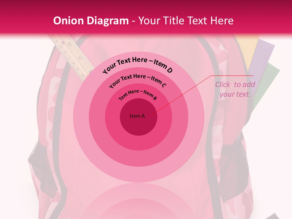 Pink Backpack With School Supplies On White Background With Folders, Pens, A Ruler And Glue PowerPoint Template