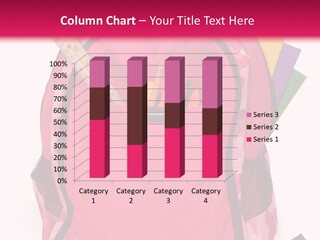 Pink Backpack With School Supplies On White Background With Folders, Pens, A Ruler And Glue PowerPoint Template