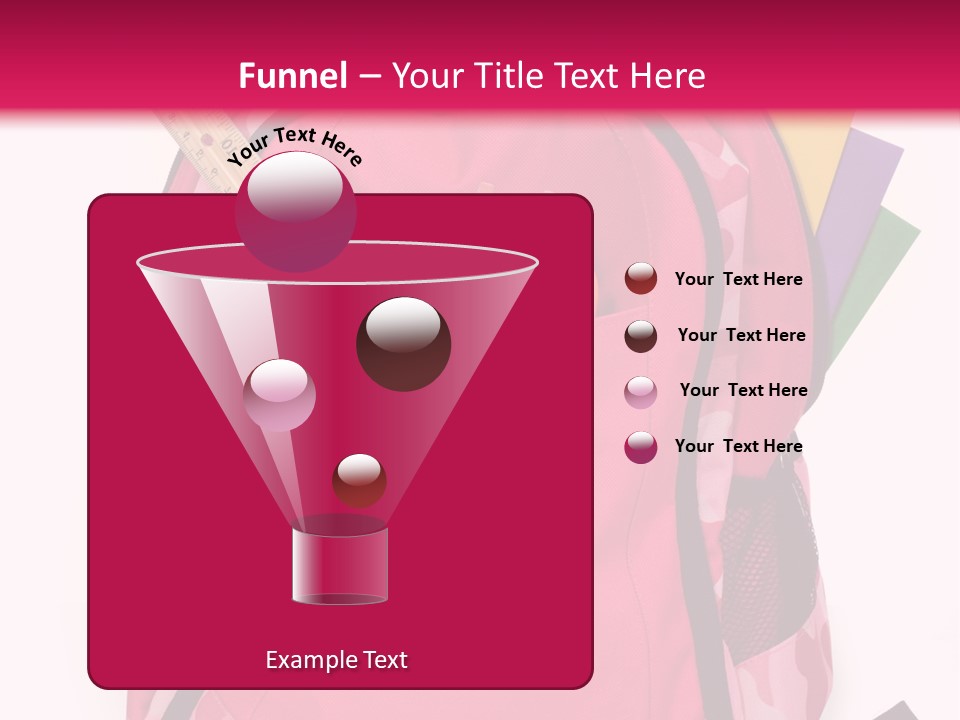 Pink Backpack With School Supplies On White Background With Folders, Pens, A Ruler And Glue PowerPoint Template