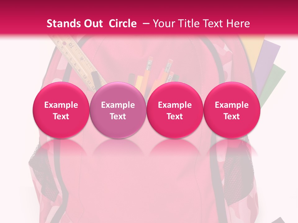 Pink Backpack With School Supplies On White Background With Folders, Pens, A Ruler And Glue PowerPoint Template