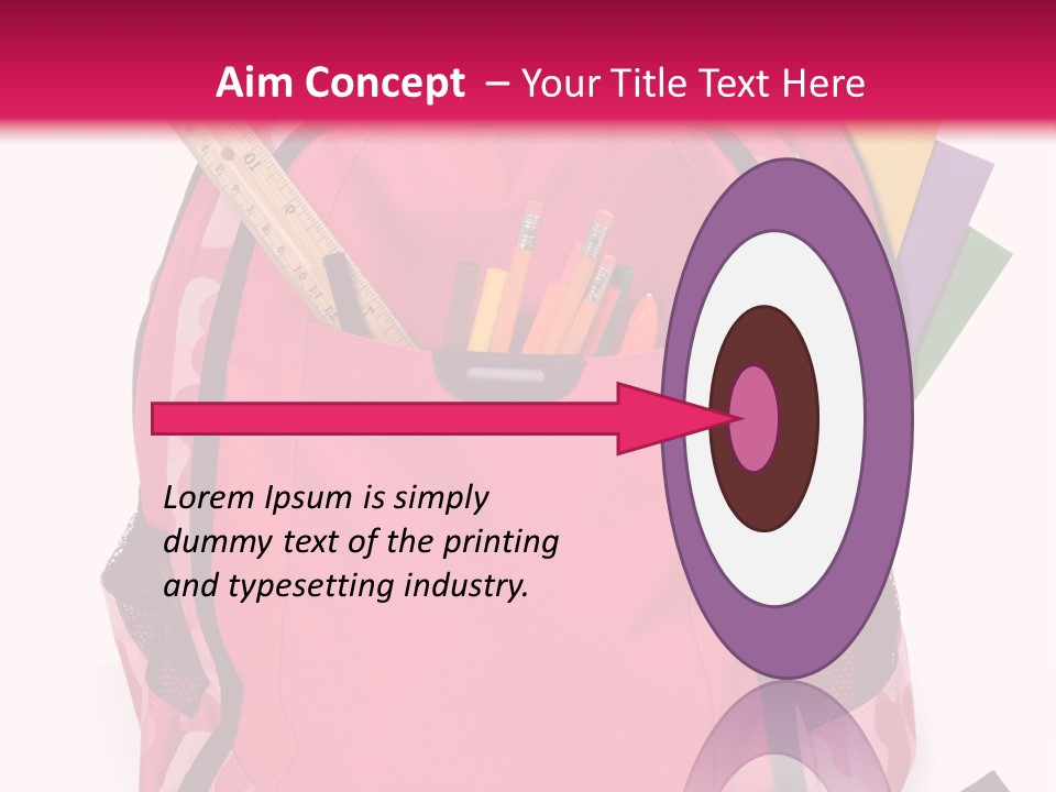 Pink Backpack With School Supplies On White Background With Folders, Pens, A Ruler And Glue PowerPoint Template