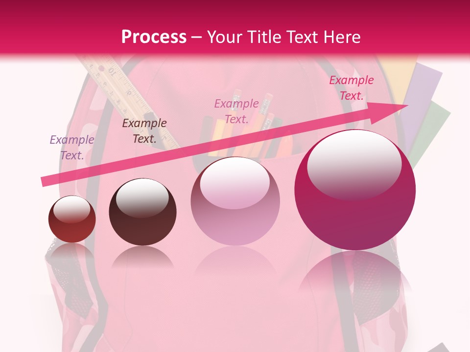 Pink Backpack With School Supplies On White Background With Folders, Pens, A Ruler And Glue PowerPoint Template