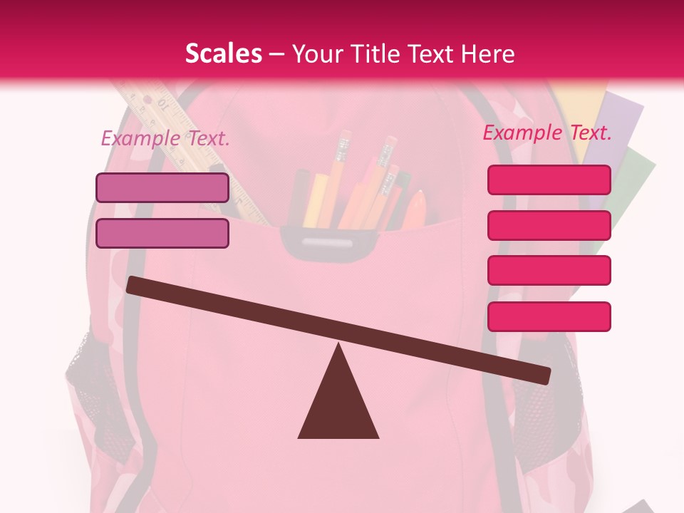 Pink Backpack With School Supplies On White Background With Folders, Pens, A Ruler And Glue PowerPoint Template