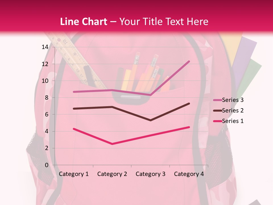 Pink Backpack With School Supplies On White Background With Folders, Pens, A Ruler And Glue PowerPoint Template