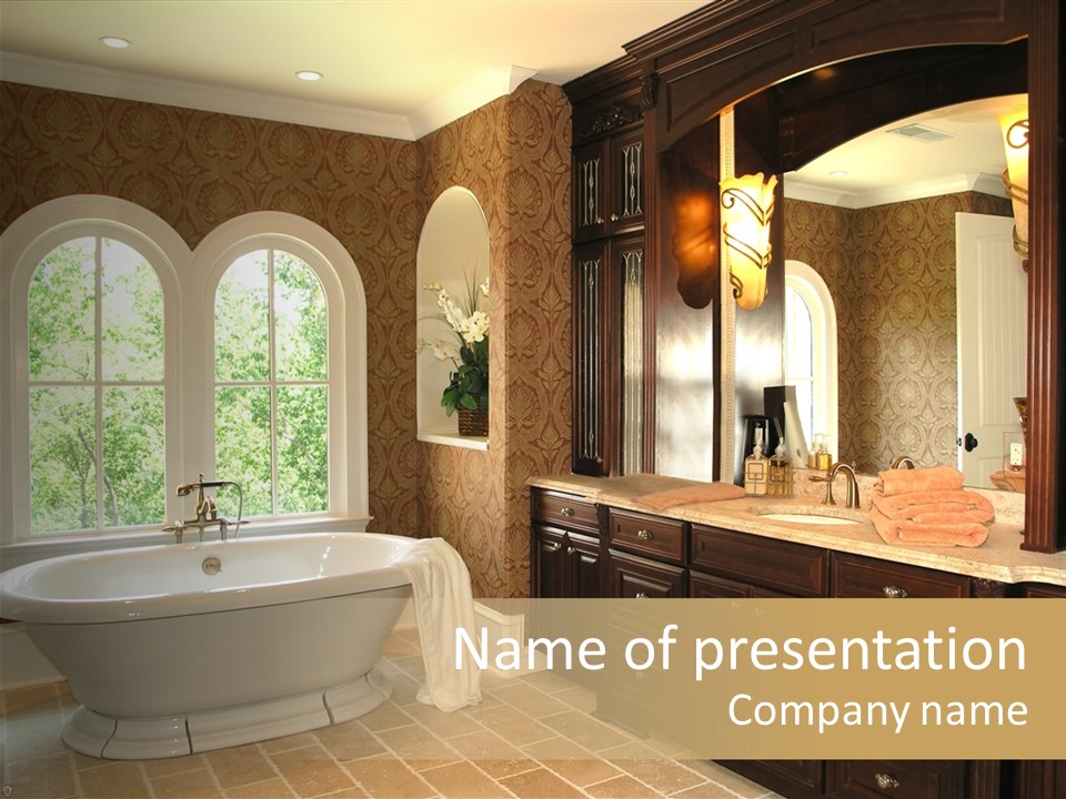 Luxury House Marble Bathroom In Window Light PowerPoint Template
