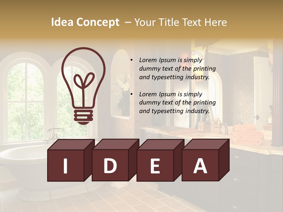 Luxury House Marble Bathroom In Window Light PowerPoint Template