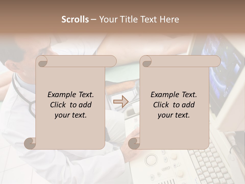Doctor Performing An Ultrasound Heart Scan On Young Male Patient. PowerPoint Template