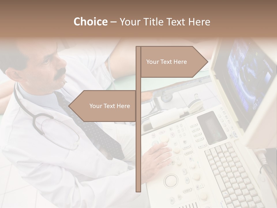 Doctor Performing An Ultrasound Heart Scan On Young Male Patient. PowerPoint Template