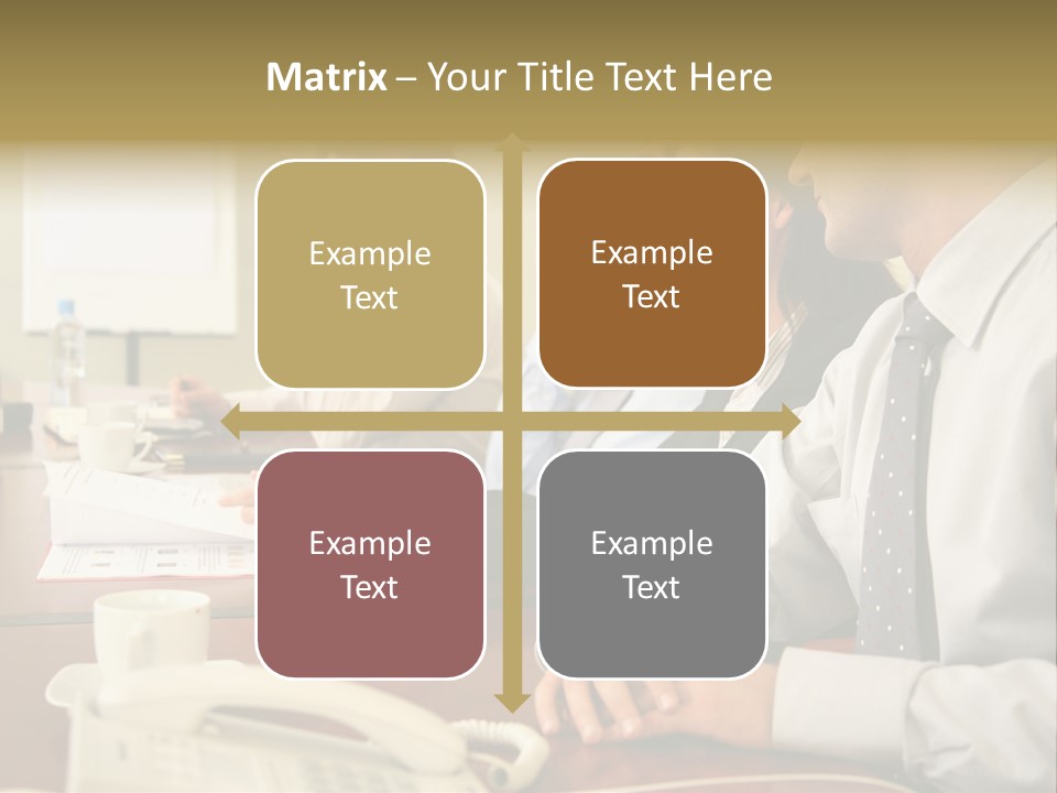 Group Of Business People Working Together At The Informal Meeting, Focus On Man In Foreground. PowerPoint Template