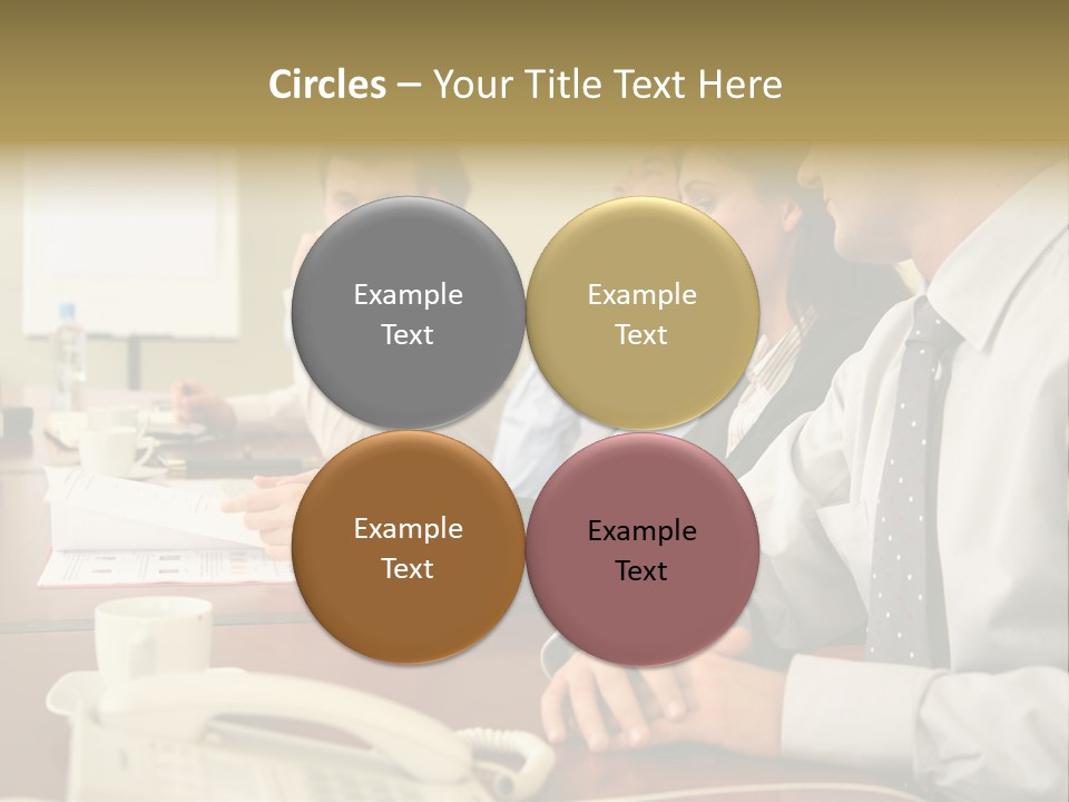 Group Of Business People Working Together At The Informal Meeting, Focus On Man In Foreground. PowerPoint Template