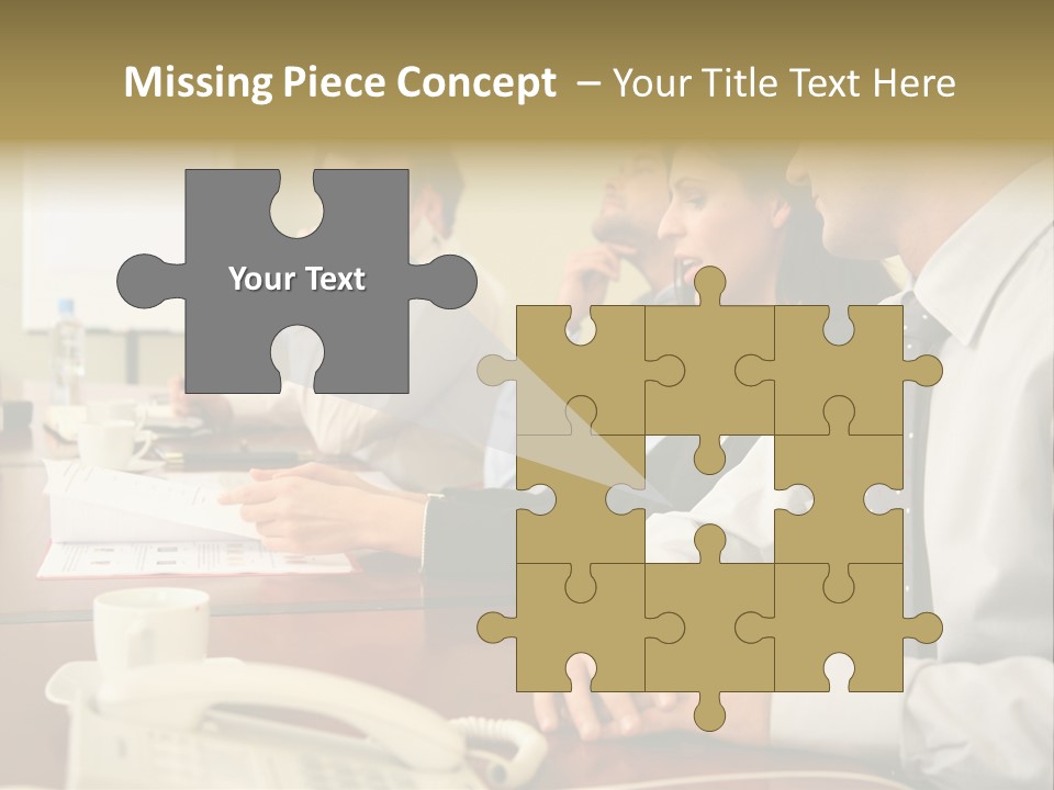 Group Of Business People Working Together At The Informal Meeting, Focus On Man In Foreground. PowerPoint Template