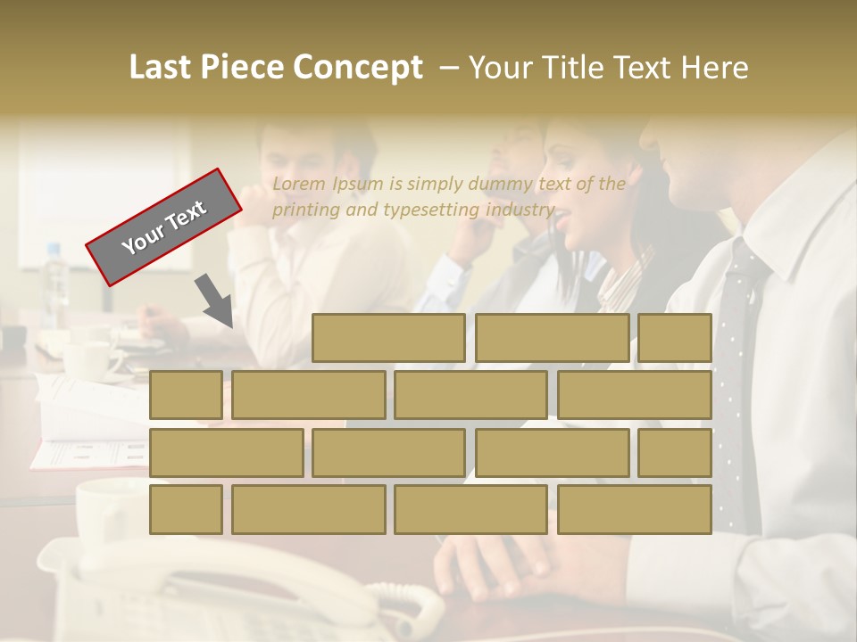 Group Of Business People Working Together At The Informal Meeting, Focus On Man In Foreground. PowerPoint Template