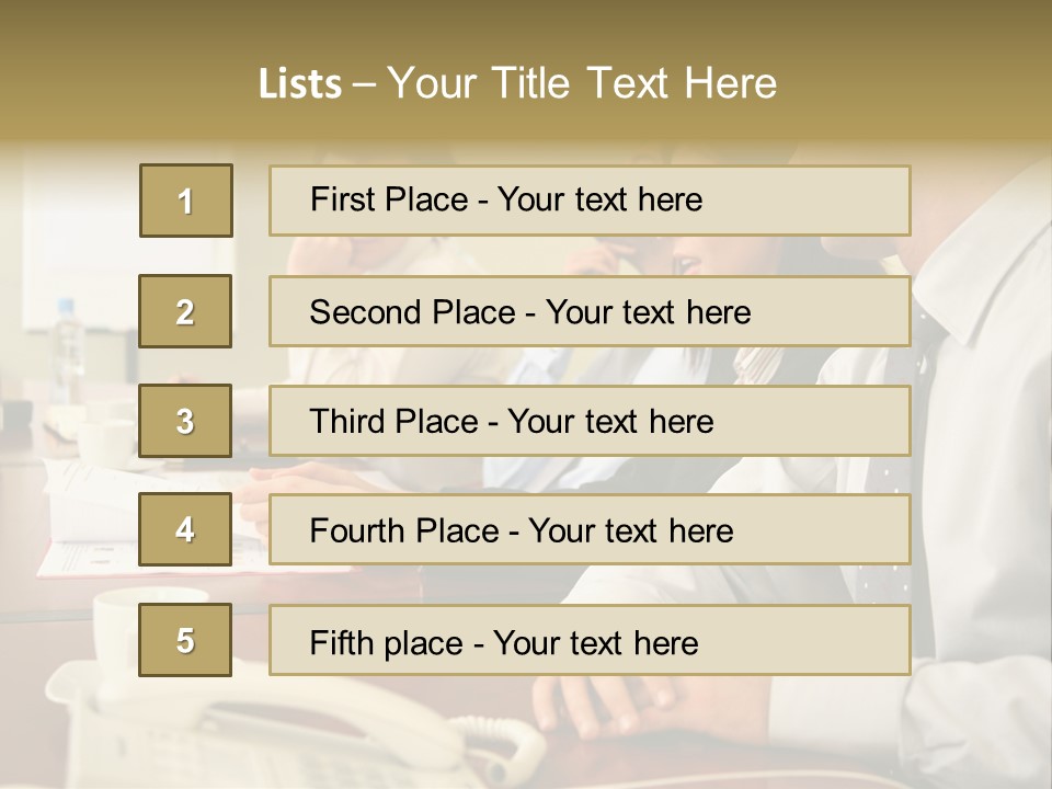 Group Of Business People Working Together At The Informal Meeting, Focus On Man In Foreground. PowerPoint Template