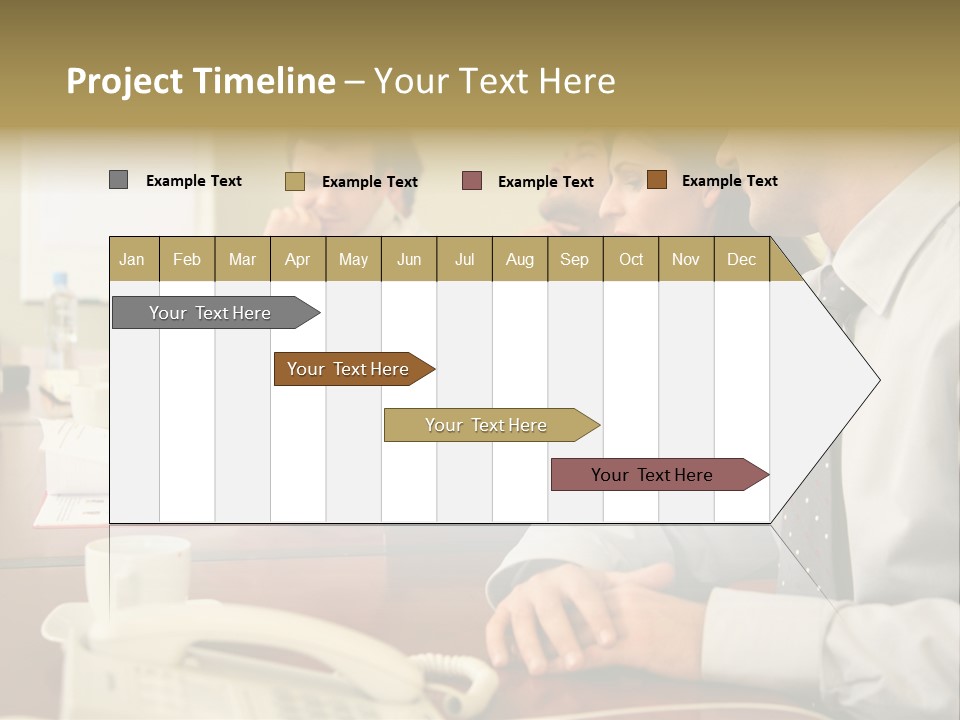 Group Of Business People Working Together At The Informal Meeting, Focus On Man In Foreground. PowerPoint Template