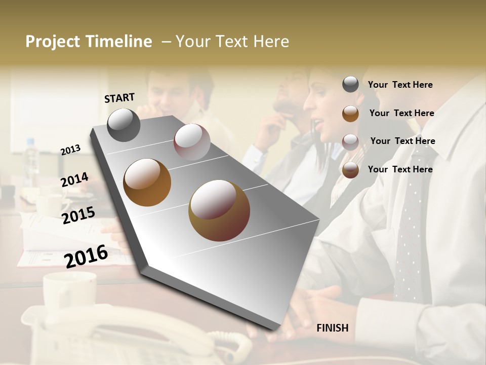 Group Of Business People Working Together At The Informal Meeting, Focus On Man In Foreground. PowerPoint Template